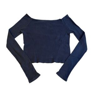 brandy melville black ribbed off shoulder long sleeve top vintage Y2K fall goth